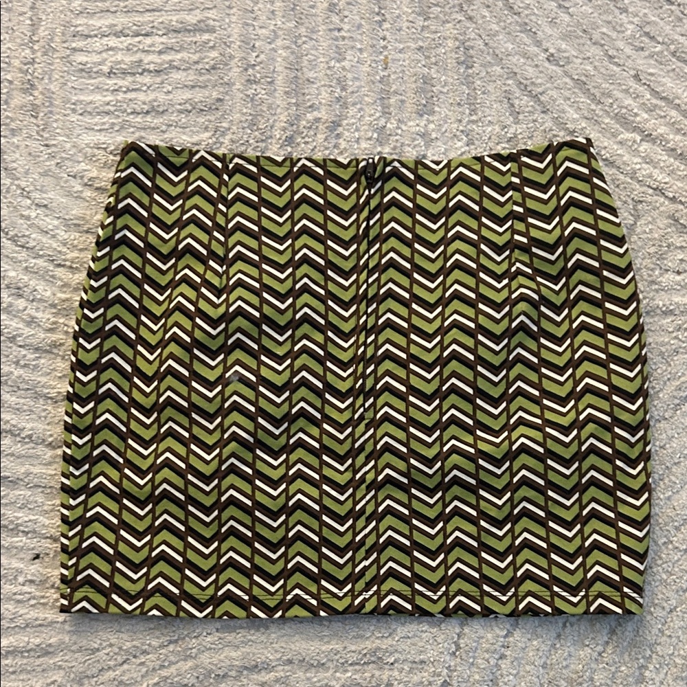 Motel Rocks Chevron Mini Skirt in Green and Black